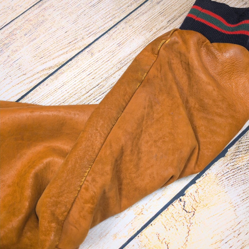 VTG‎ 90s GANT Wool Blend Leather Sleeve Bomber Varsity Jacket Mens L Color Block - Picture 7 of 9